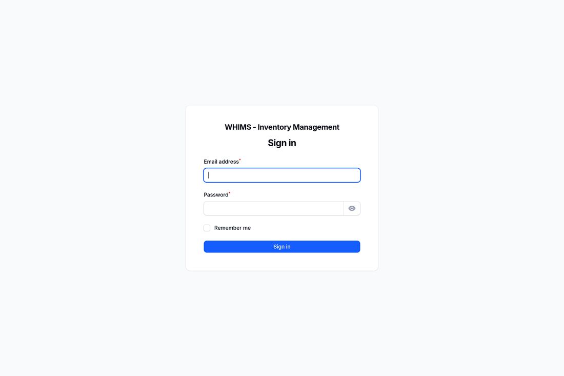 WHIMS sign-in screen